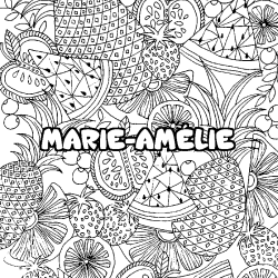 Coloring page first name MARIE-AMÉLIE - Fruits mandala background