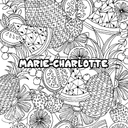 Coloring page first name MARIE-CHARLOTTE - Fruits mandala background