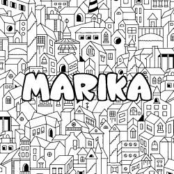 Coloring page first name MARIKA - City background