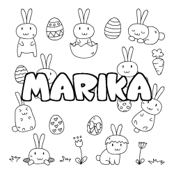 Coloring page first name MARIKA - Easter background