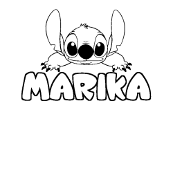 Coloring page first name MARIKA - Stitch background