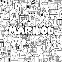 Coloring page first name MARILOU - City background