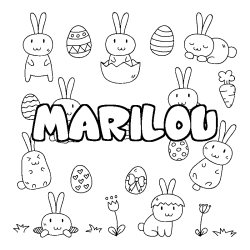 Coloring page first name MARILOU - Easter background