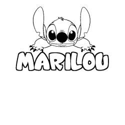 Coloring page first name MARILOU - Stitch background