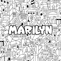 Coloring page first name MARILYN - City background
