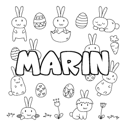 Coloring page first name MARIN - Easter background