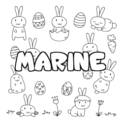 Coloring page first name MARINE - Easter background