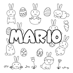 Coloring page first name MARIO - Easter background