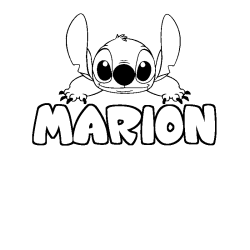 Coloring page first name MARION - Stitch background