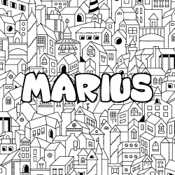 Coloring page first name MARIUS - City background