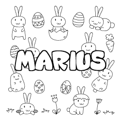 Coloring page first name MARIUS - Easter background