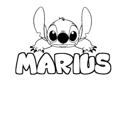 Coloring page first name MARIUS - Stitch background