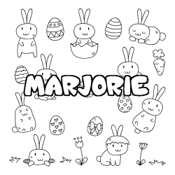 Coloring page first name MARJORIE - Easter background