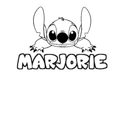 Coloring page first name MARJORIE - Stitch background