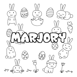Coloring page first name MARJORY - Easter background