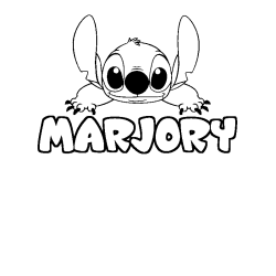 Coloring page first name MARJORY - Stitch background