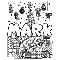 MARK - Christmas tree and presents background coloring