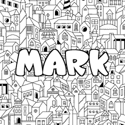 Coloring page first name MARK - City background