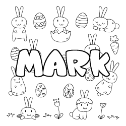 Coloring page first name MARK - Easter background