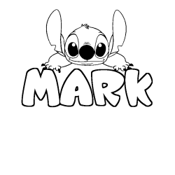 Coloring page first name MARK - Stitch background
