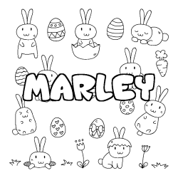 Coloring page first name MARLEY - Easter background