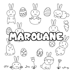 Coloring page first name MAROUANE - Easter background