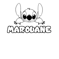 Coloring page first name MAROUANE - Stitch background