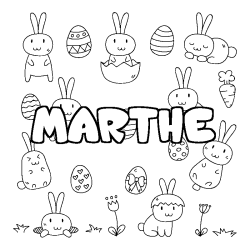 Coloring page first name MARTHE - Easter background