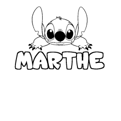 Coloring page first name MARTHE - Stitch background