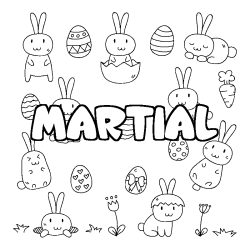 Coloring page first name MARTIAL - Easter background