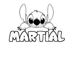 Coloring page first name MARTIAL - Stitch background