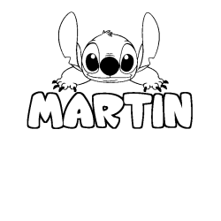 Coloring page first name MARTIN - Stitch background