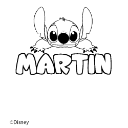 Coloring page first name MARTIN - Stitch background