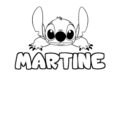 Coloring page first name MARTINE - Stitch background