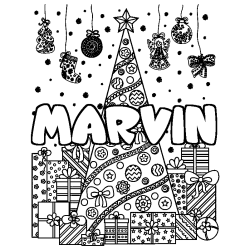 MARVIN - Christmas tree and presents background coloring