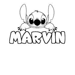 Coloring page first name MARVIN - Stitch background