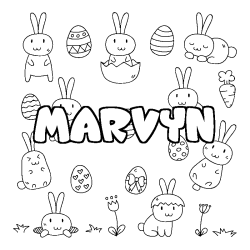 Coloring page first name MARVYN - Easter background