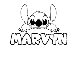 Coloring page first name MARVYN - Stitch background