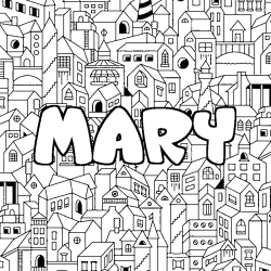 Coloring page first name MARY - City background