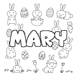 Coloring page first name MARY - Easter background
