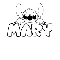 Coloring page first name MARY - Stitch background