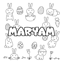 Coloring page first name MARYAM - Easter background