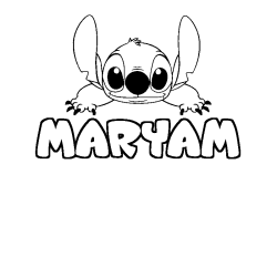 Coloring page first name MARYAM - Stitch background