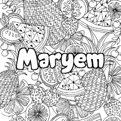 Coloring page first name Maryem - Fruits mandala background