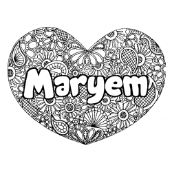 Coloring page first name Maryem - Heart mandala background
