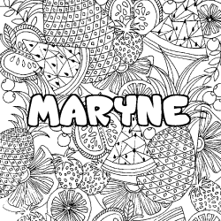 Coloring page first name MARYNE - Fruits mandala background