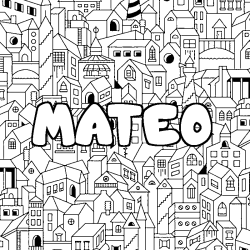 Coloring page first name MATEO - City background