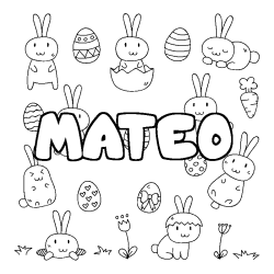 Coloring page first name MATEO - Easter background