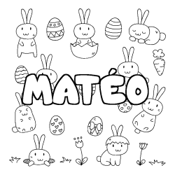 Coloring page first name MATÉO - Easter background