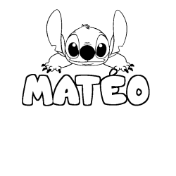 Coloring page first name MATÉO - Stitch background